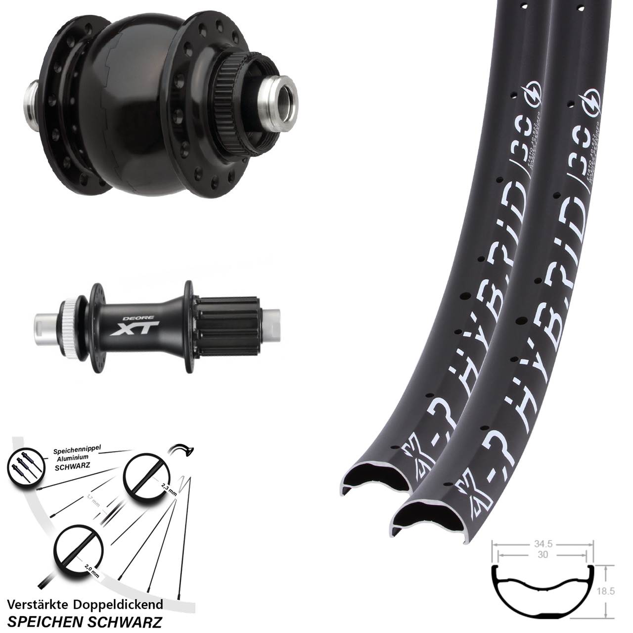 Centerlock Laufradsatz 12x100/142 29 Zoll KX-R Hybrid 30 Shimano FH-M788 SON 28 HG