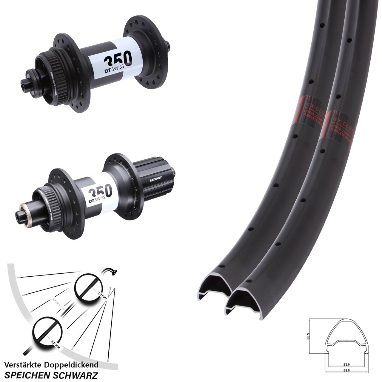 KX Clue DT Swiss 350 26 Zoll Disc Laufrad-Satz QR 8-11 fach HG