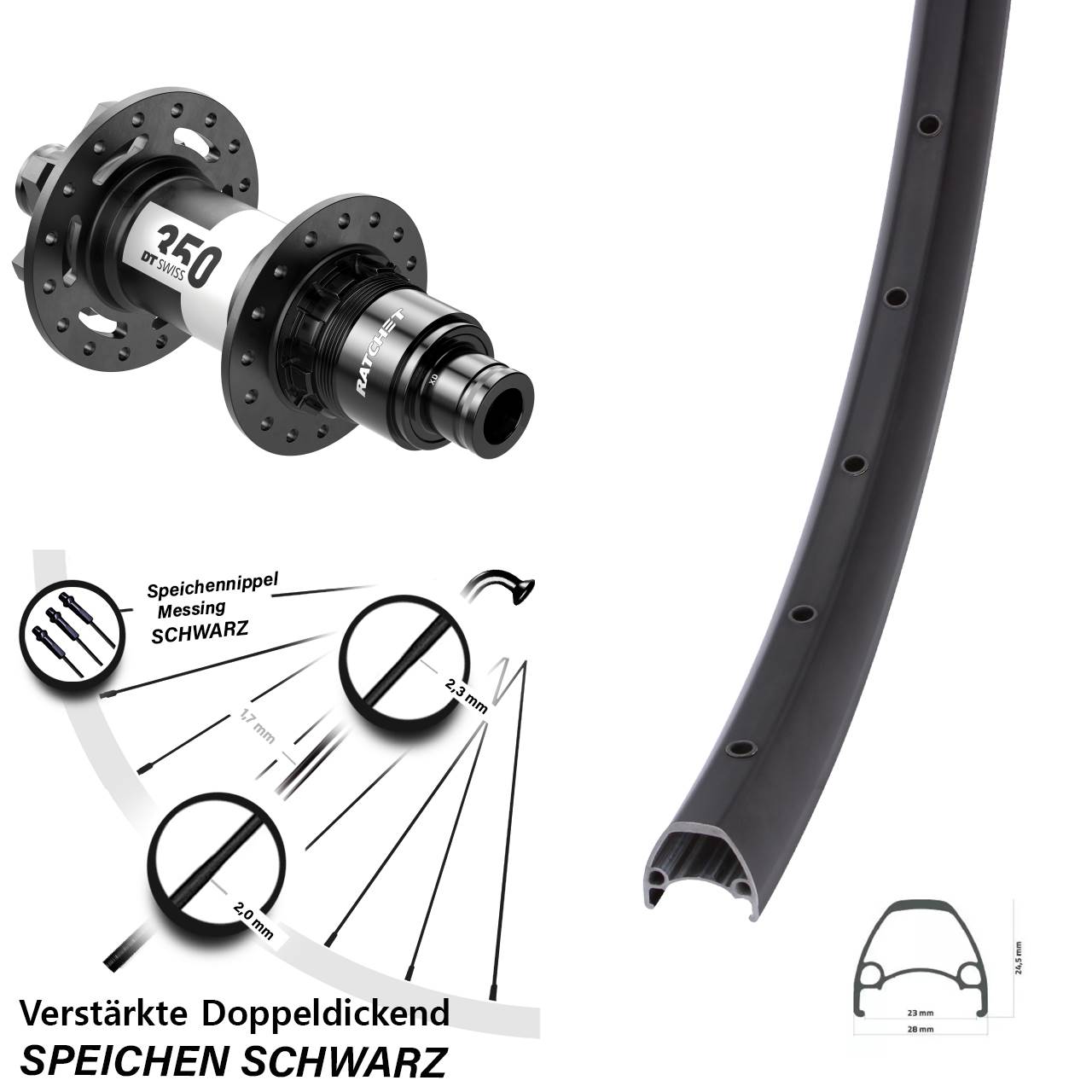 Disc Hinterrad 28 Zoll Ambrosio Sport DT Swiss 350 XD 12x148