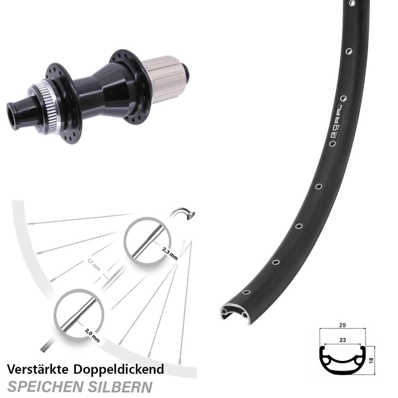 Gora 23 Novatec CL-142 28 Zoll Disc Laufrad 12x142 8-12 fach HG