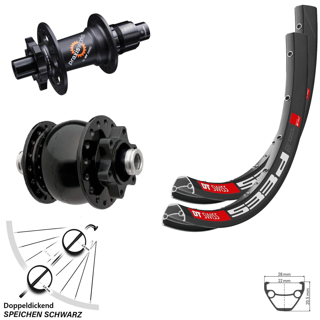 DT Swiss 533 D-350 Ratchet 36 SON 28 27,5 Zoll Laufradsatz 12x100/142 Disc Sram XD
