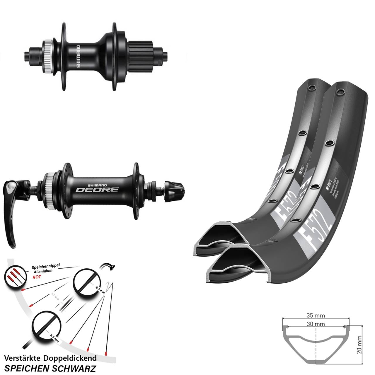 Disc Laufrad-Satz QR 29 Zoll DT Swiss F572 Shimano FH-MT500 HB-M6000 Micro Spline