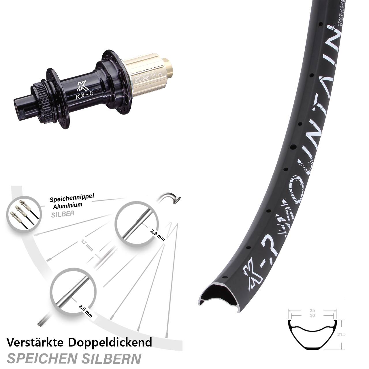 KX-GR Mountain 29 Zoll Centerlock Hinterrad 12x142 8-12 fach