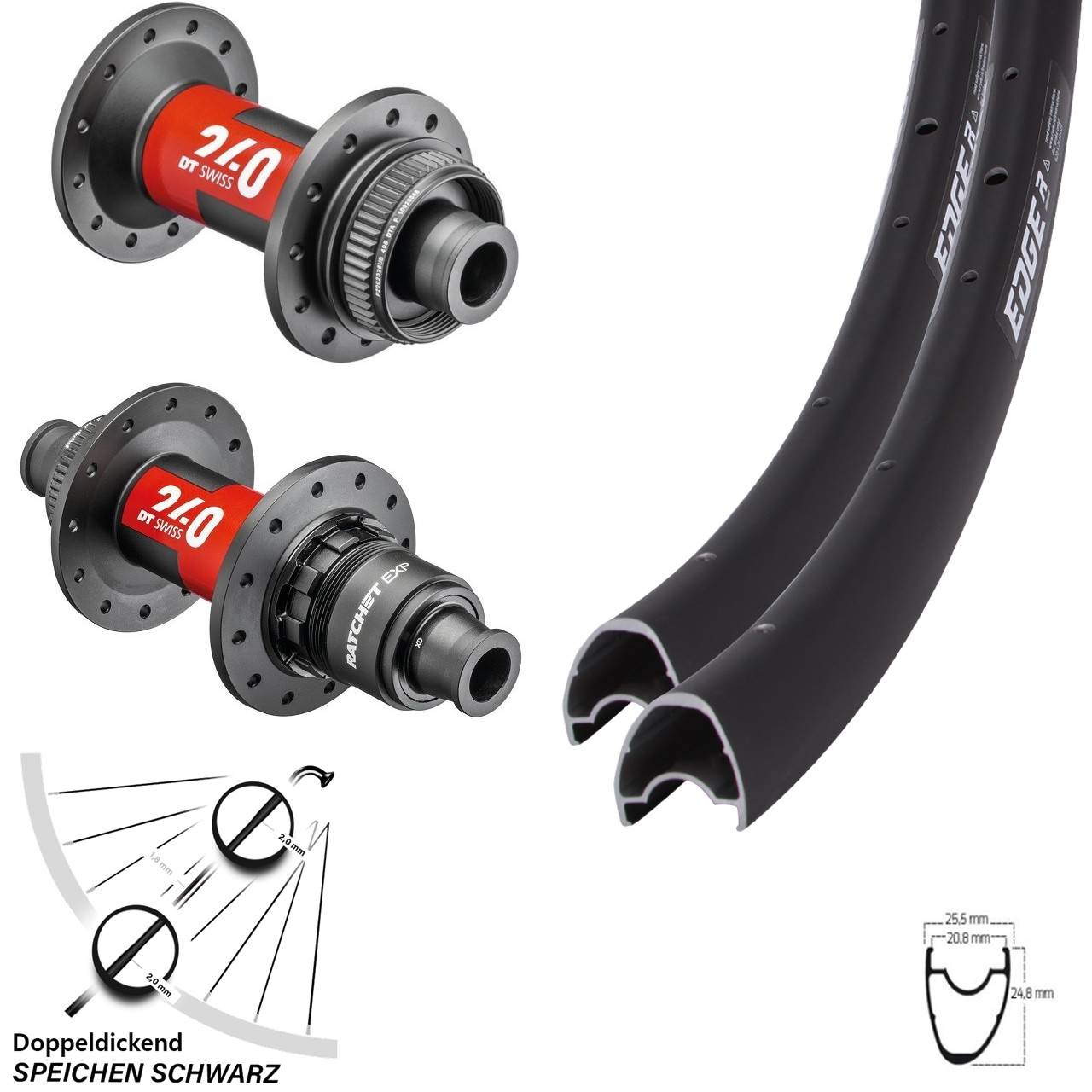 Ryde Edge R25 Offset DT Swiss 240 EXP-240 28 Zoll Laufradsatz 12x100/142 SRAM XDR