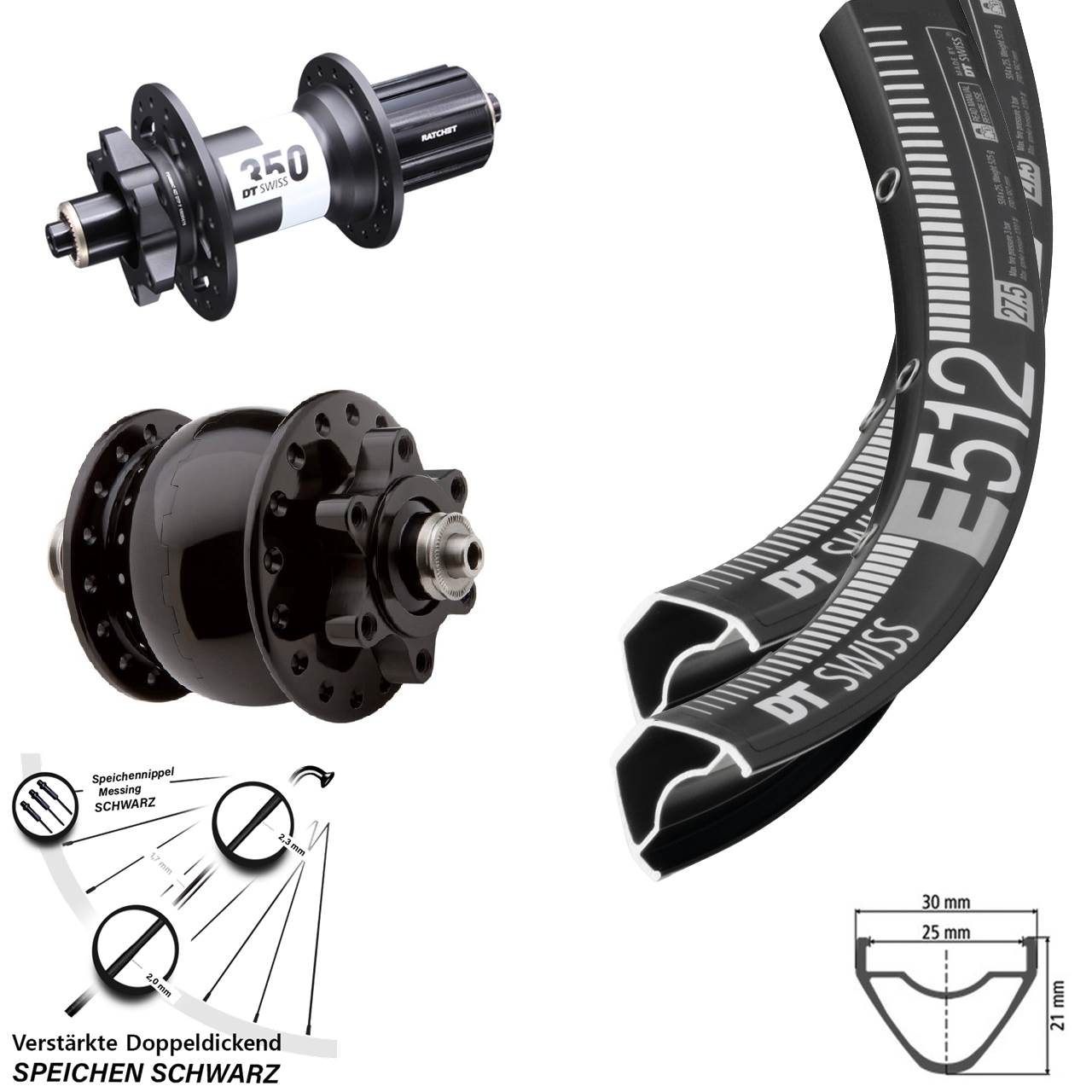 DT Swiss E512-350 Ratchet 36 Disc SON 28 29 Zoll Laufradsatz QR 8-11 fach HG
