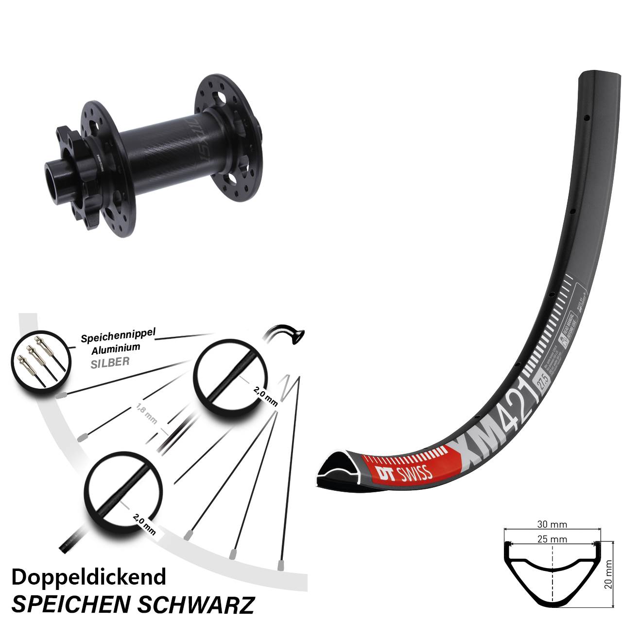 Boost Disc 29 Zoll Vorderrad 15x110 DT Swiss XM421 Bear Pawls