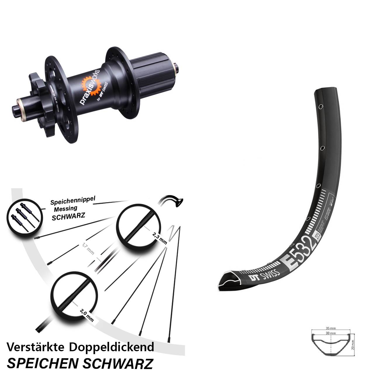 Disc Hinterrad 29 Zoll DT Swiss E 532 350 QR 11-fach 8-11 fach HG für Schnellspanner