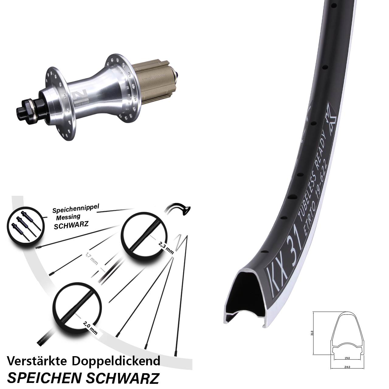 Hinterrad 28 Zoll KX 31 Novatec F162 8-12 fach Campa QR