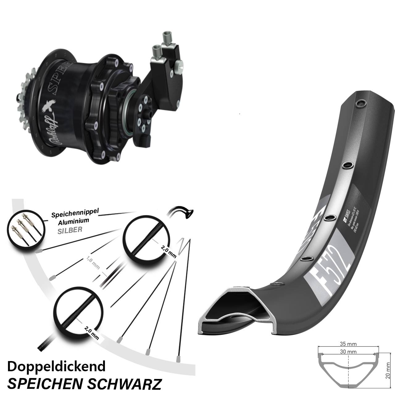 DT Swiss F572 Rohloff Speedhub CC DB OEM Tandem 29 Zoll Disc Hinterrrad