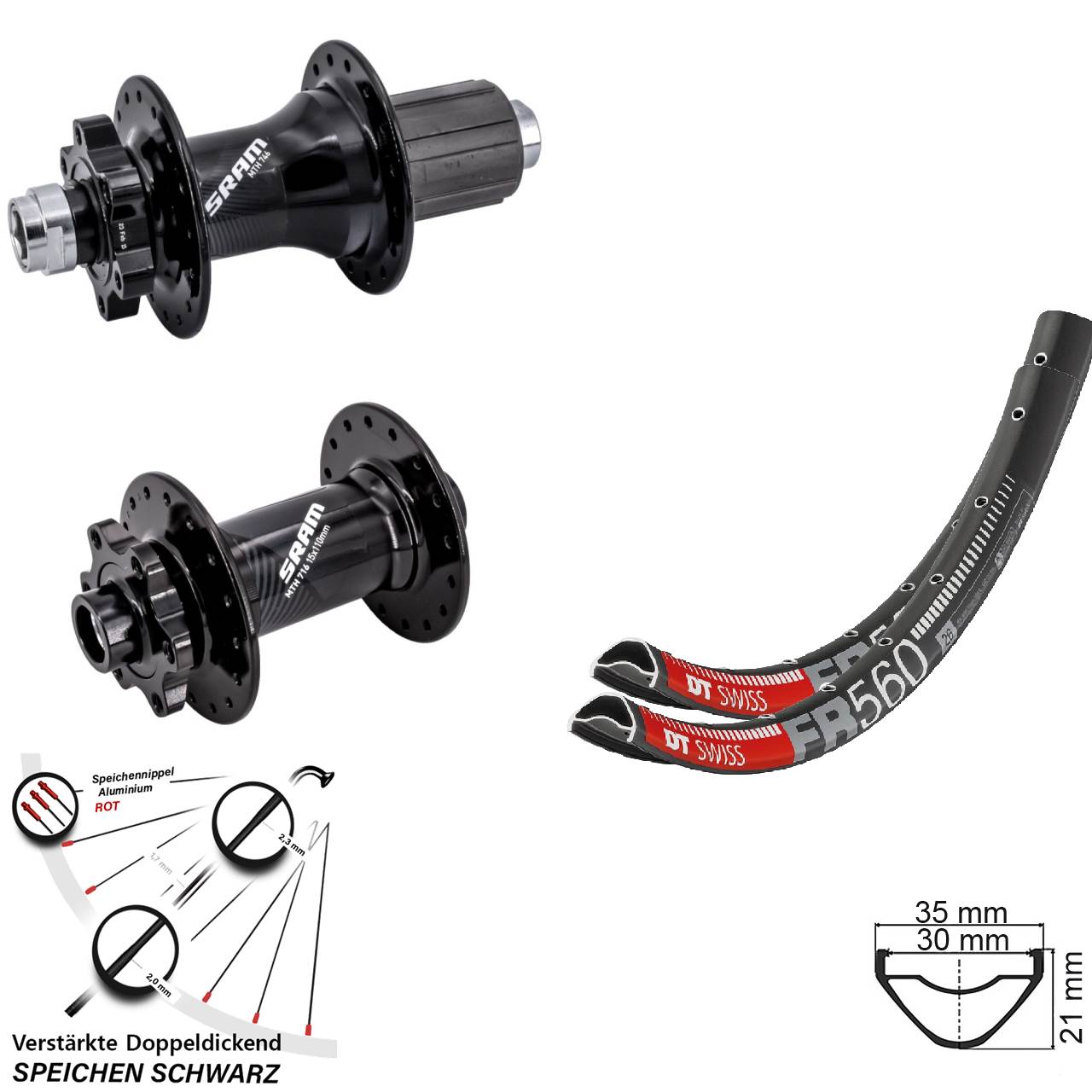 DT Swiss FR560 Sram 716 746 26 Zoll Disc Laufradsatz Boost 8-11 fach HG