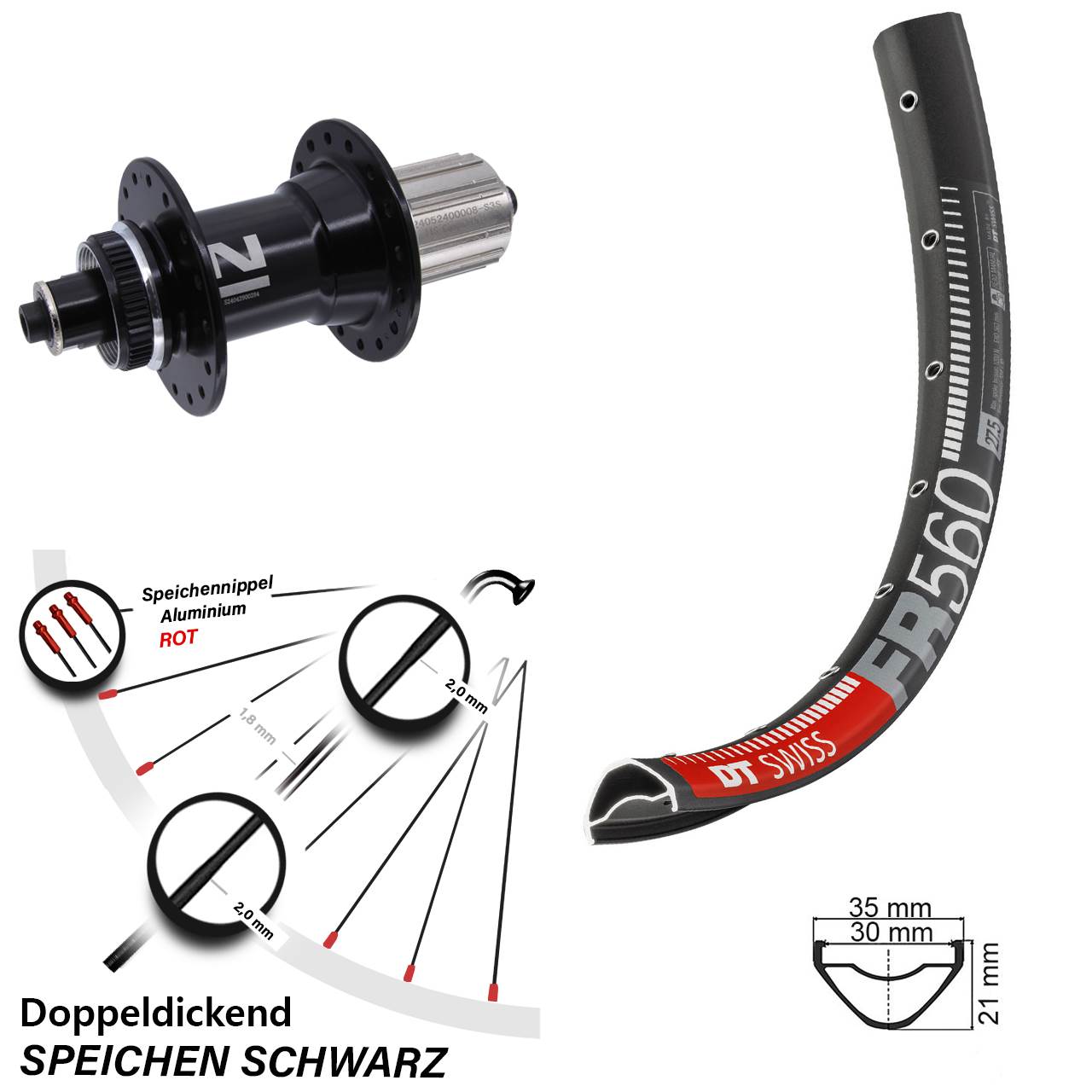 DT Swiss FR560 Novatec D042 26 Zoll Disc Hinterrad QR 8-12 fach