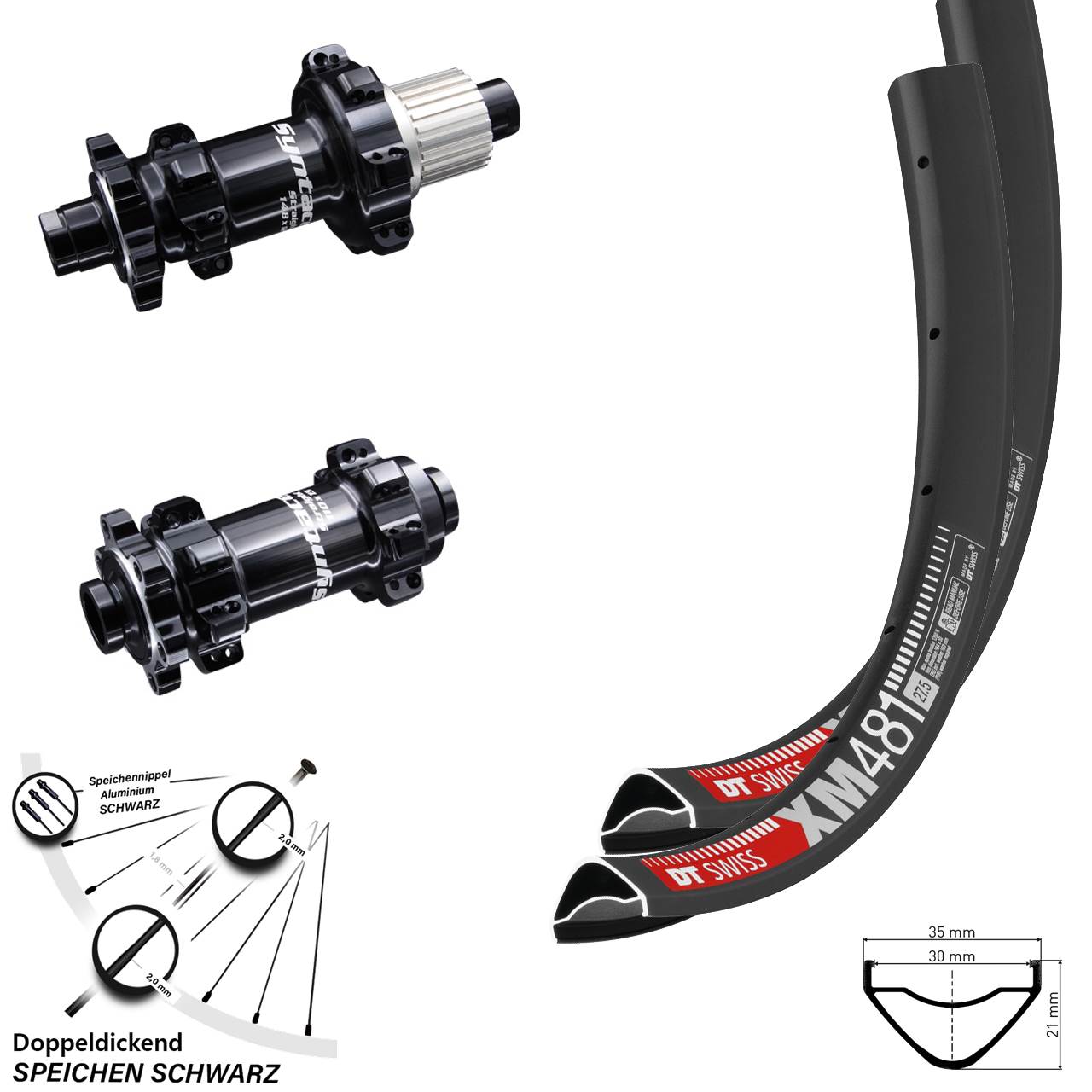 MTB Laufradsatz 27,5 Zoll Syntace Boost Straightpull DT Swiss XM 481 Micro Spline