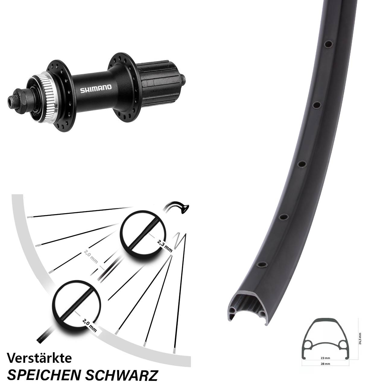 Centerlock Hinterrad QR 28 Zoll Ambrosio Sport Shimano FH-M4050 8-11 fach