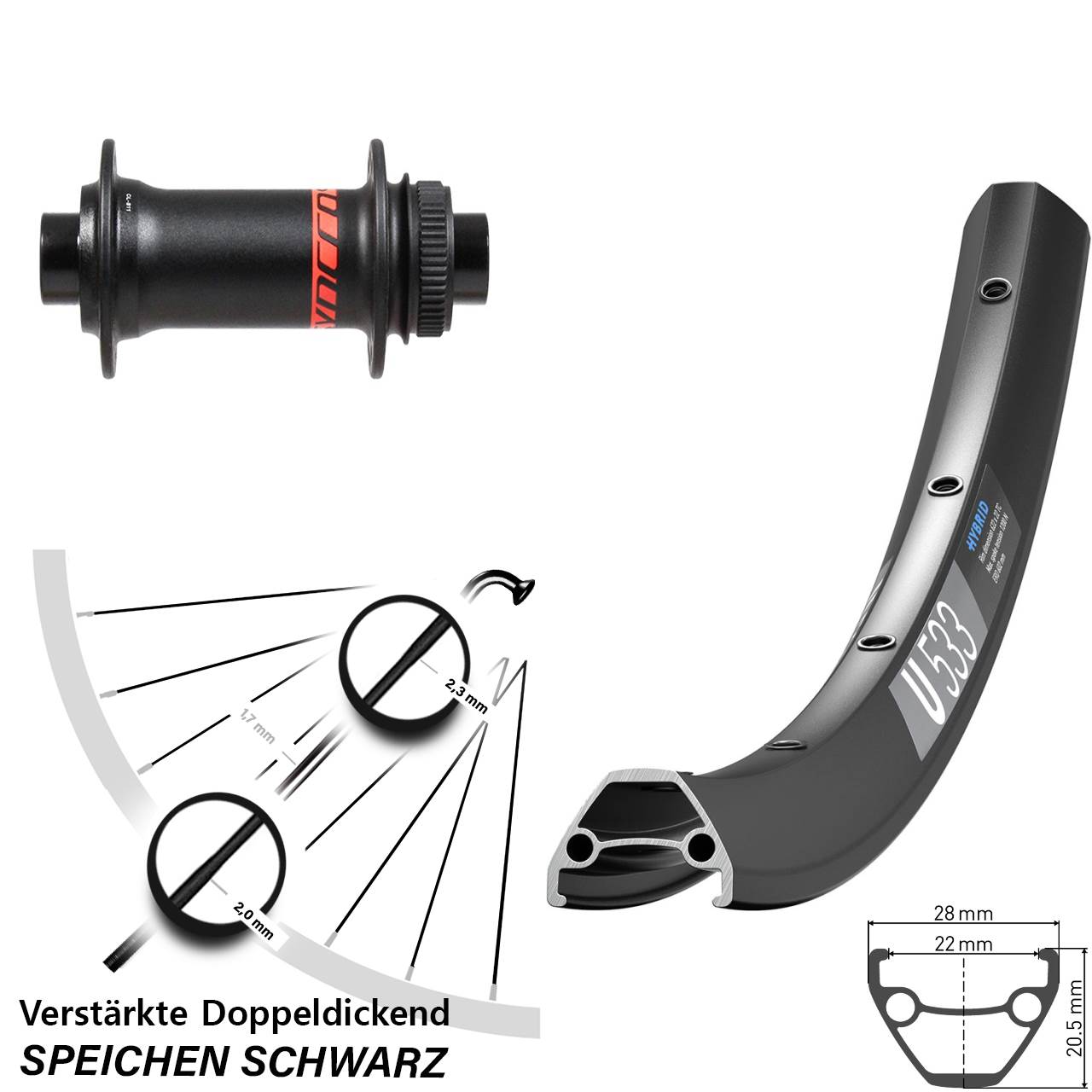 DT Swiss U 533 Formula 650B Centerlock Vorderrad 15x110 Boost