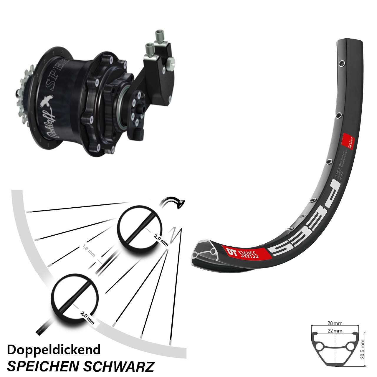 Disc Hinterrrad 27,5 Zoll DT Swiss 533 D Rohloff Speedhub CC DB OEM Tandem