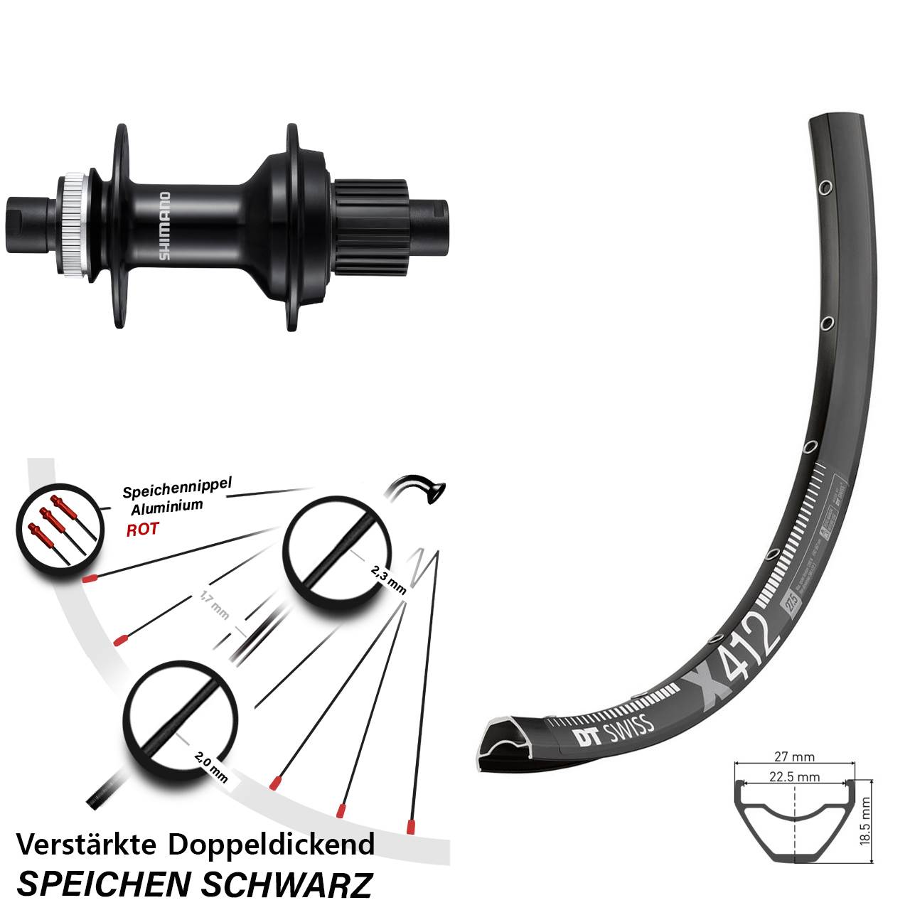 Hinterrad Centerlock 12x148 29 Zoll DT Swiss X 412 Shimano FH-MT510B Micro Spline