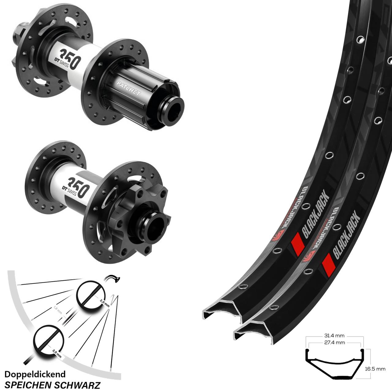 Rodi Ready 27 DT Swiss 350 27,5 Zoll Disc Laufradsatz 15x110 12x148 8-11 fach