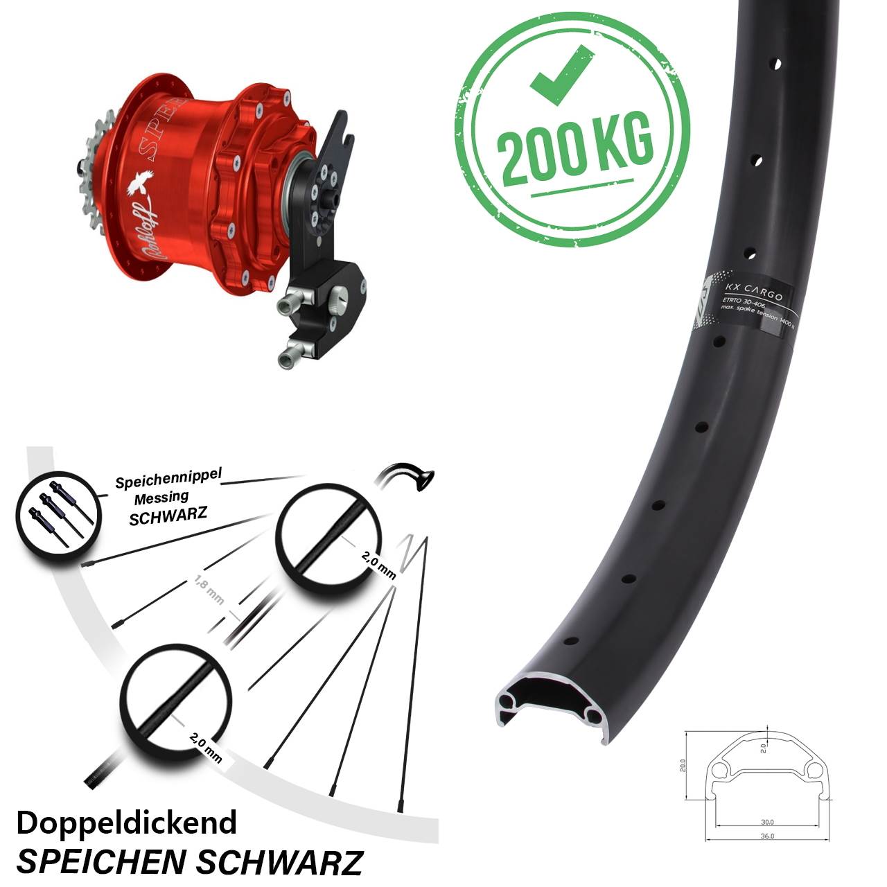 KX Cargo Rohloff Speedhub 500/14 CC DB OEM2 rot 29 Zoll Disc Hinterrrad