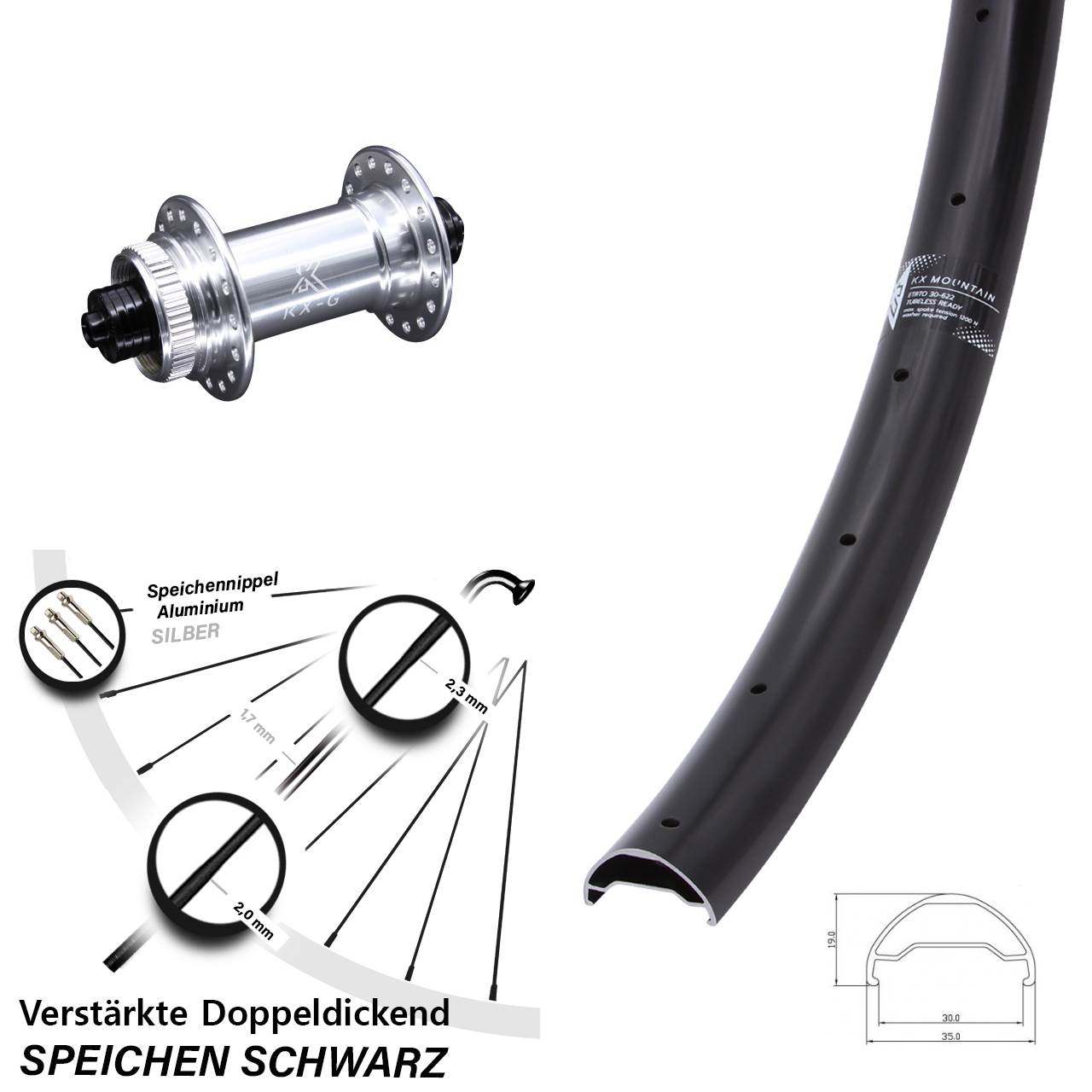 29 Zoll KX Mountain verstärkt Disc Vorderrad QR