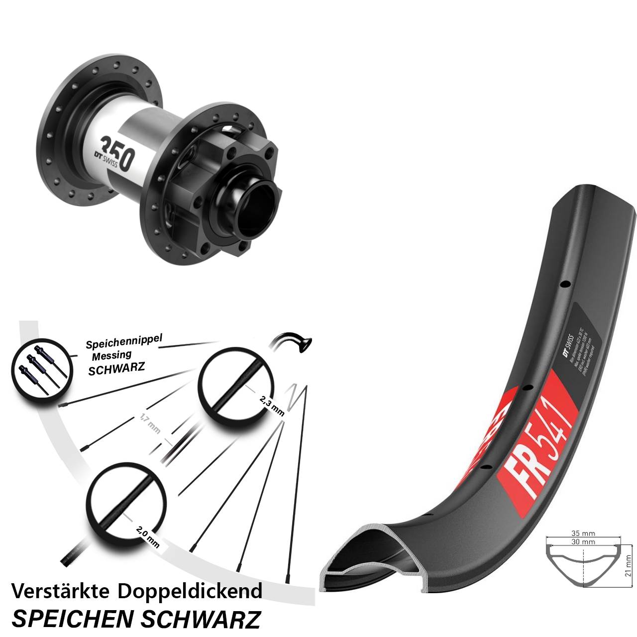 Disc Vorderrad 29 Zoll DT Swiss FR 541-350 20x110 Boost