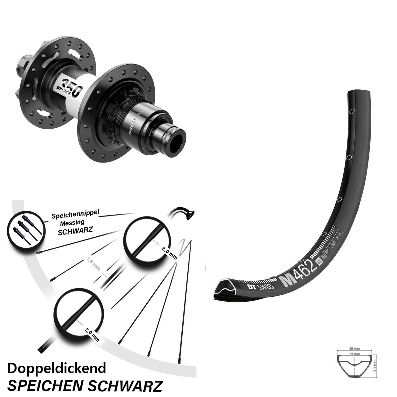 DT Swiss M462-350 DEG72 27,5 Zoll Disc Hinterrad 12x148 XD 11-12 fach