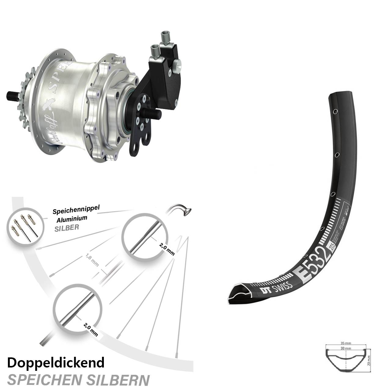 Disc Laufrad 29 Zoll DT Swiss E532 Rohloff Speedhub 500/14 TS DB