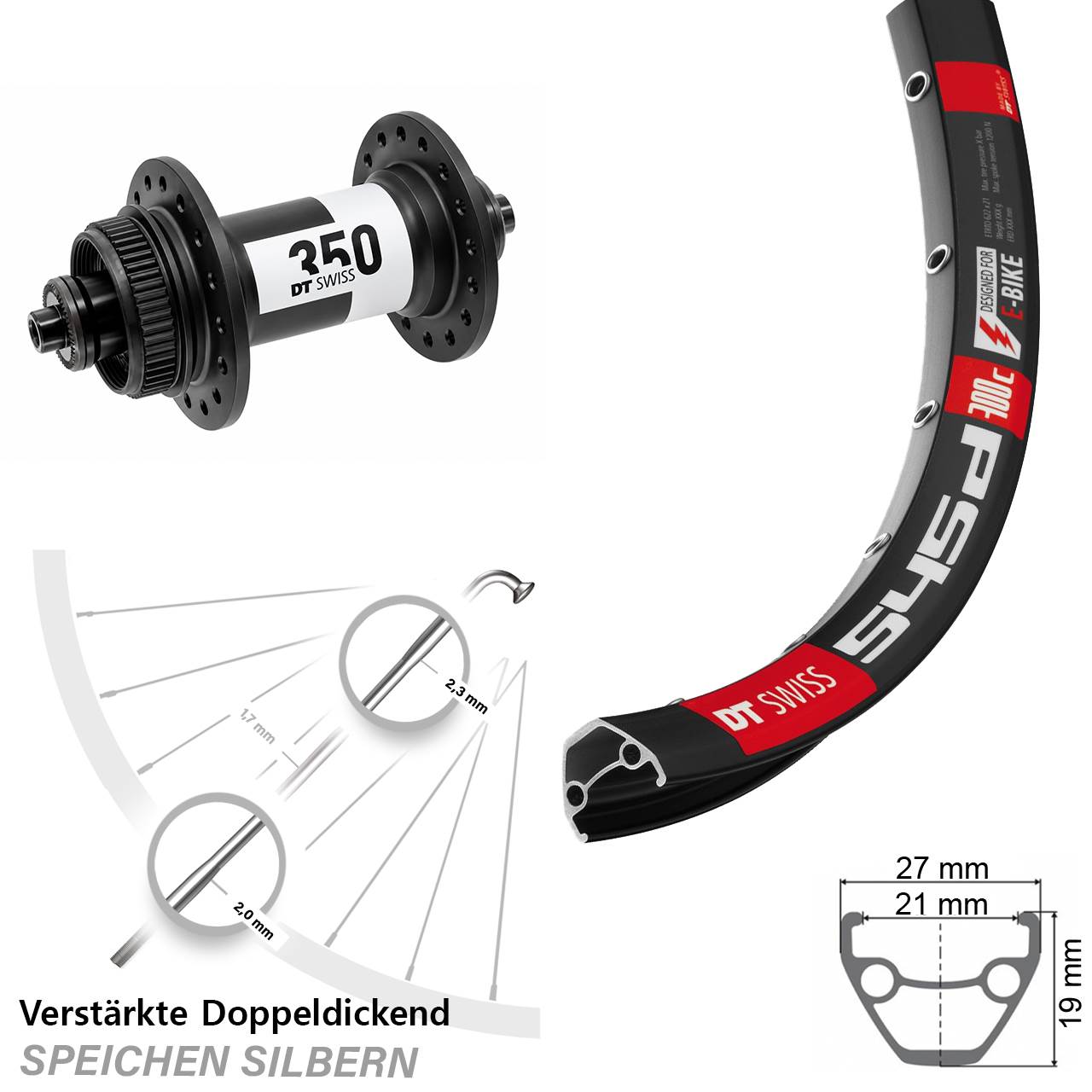 Centerlock Vorderrad 28-29 Zoll DT Swiss 545-350 für Schnellspanner
