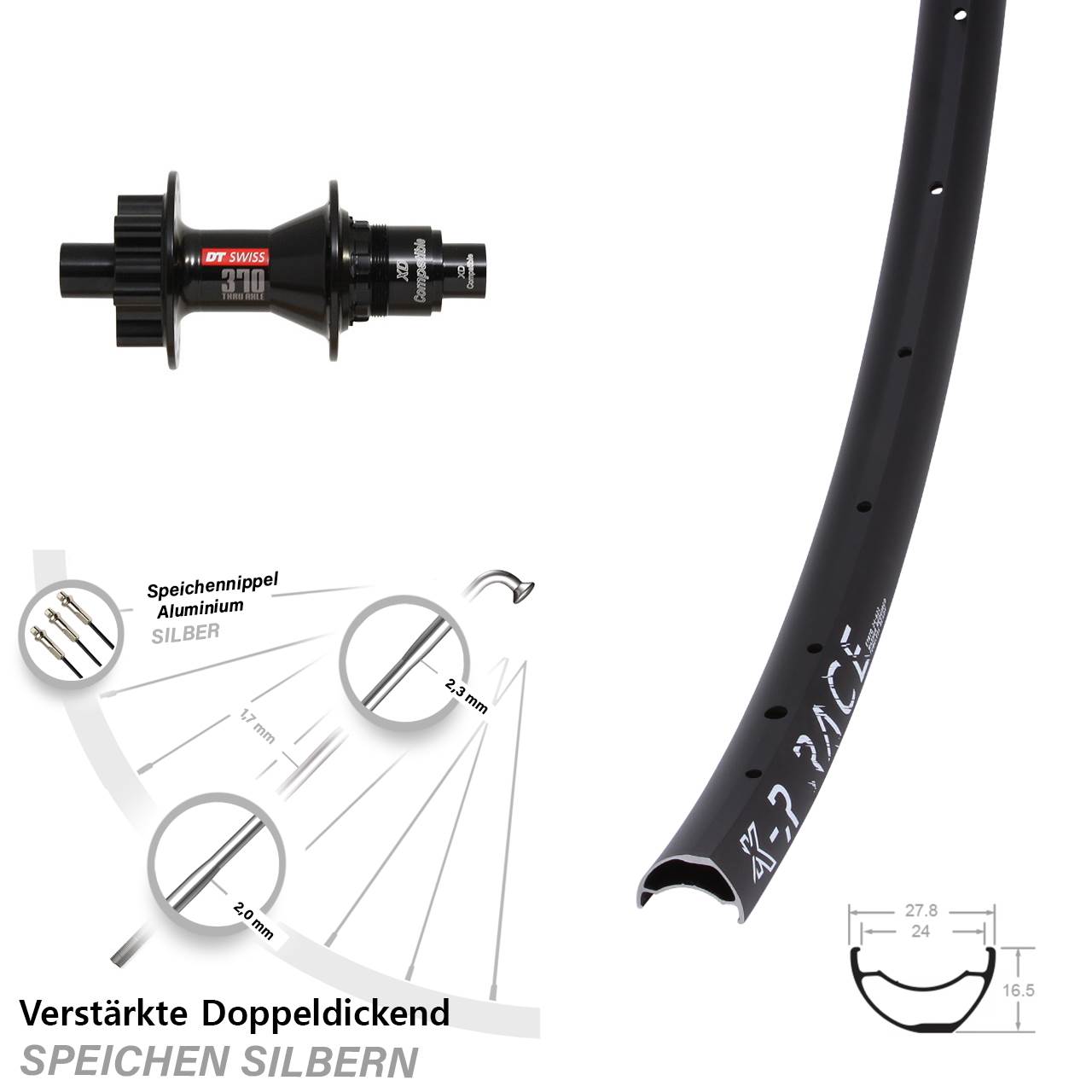 Disc Hinterrad 12x142 28-29 Zoll KX-R Race DT Swiss 370 XD