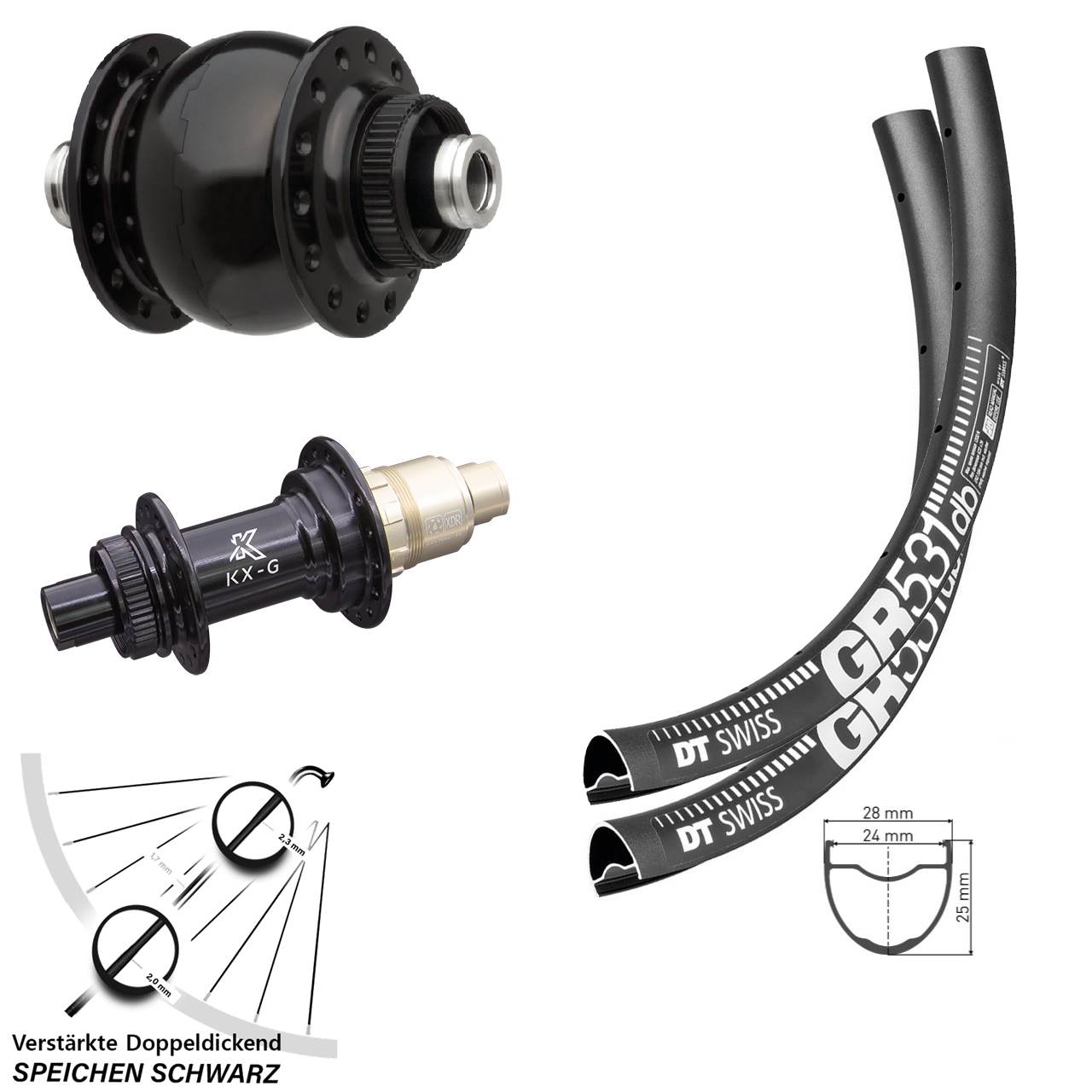 28-29 Zoll DT Swiss GR 531 KX-G SONdelux Disc Laufrad-Satz 12x100/142 SRAM XDR