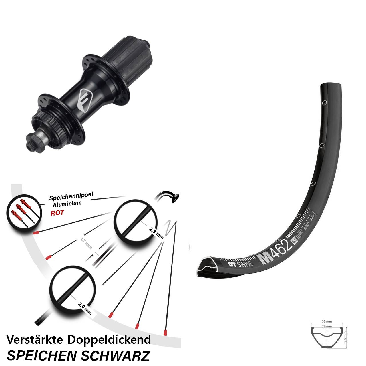 Centerlock Hinterrad 27,5 Zoll DT Swiss M462 Formula CL-52 8-11 fach HG QR