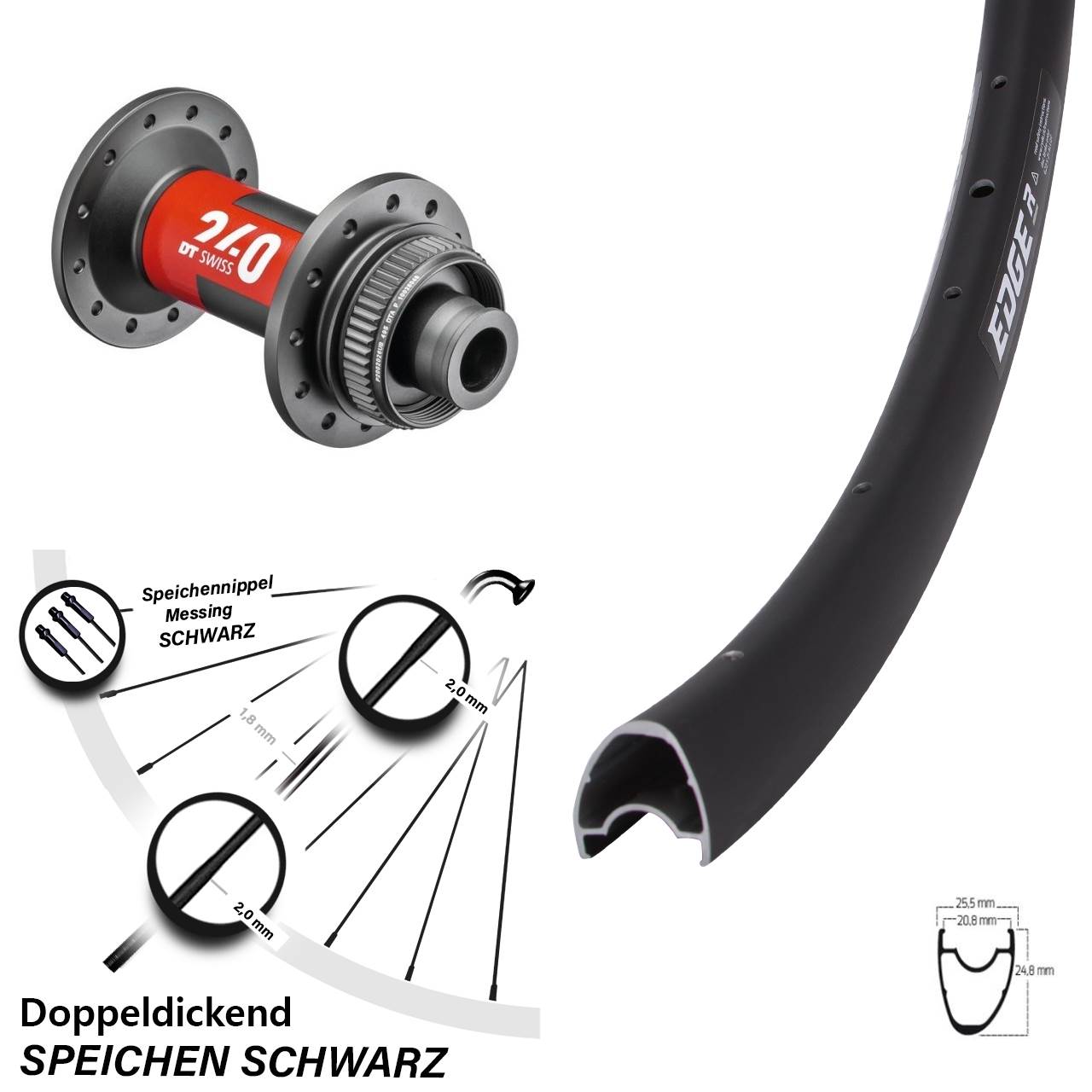 Ryde Edge R25 Offset DT Swiss 240 28 Zoll Disc Vorderrad 12x100