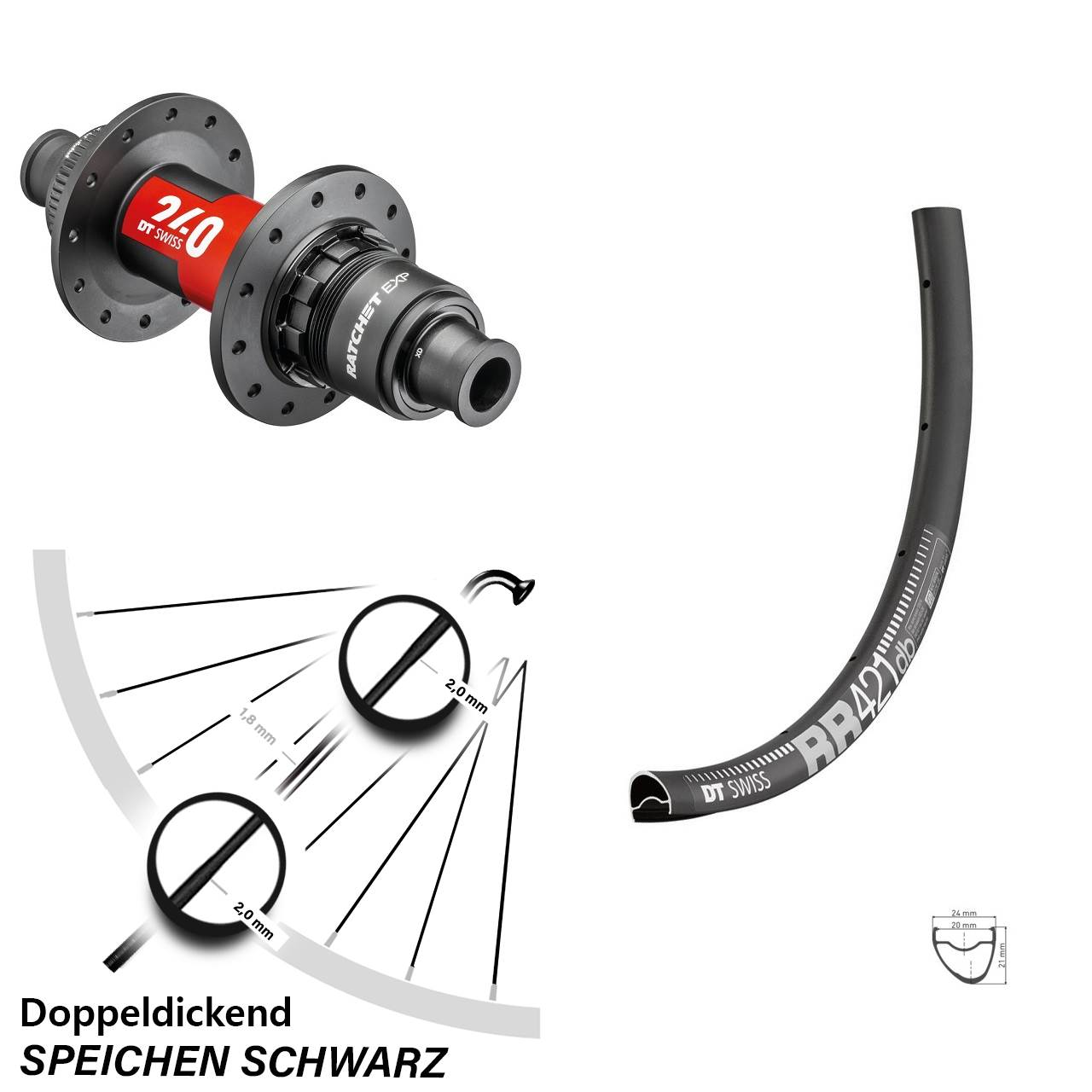 DT Swiss 240 EXP XDR und RR 421 DB Hinterrad 28 Zoll Centerlock