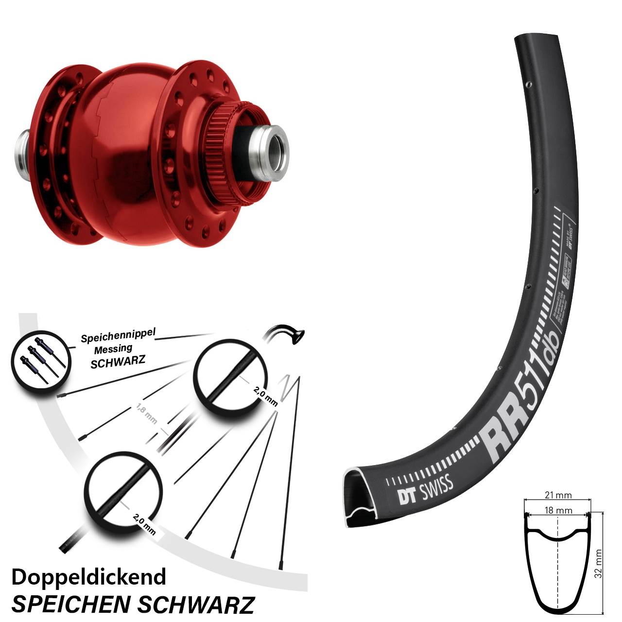 Vorderrad 28 Zoll DT Swiss RR 511 mit Son Nabendynamo 28-12 Disc