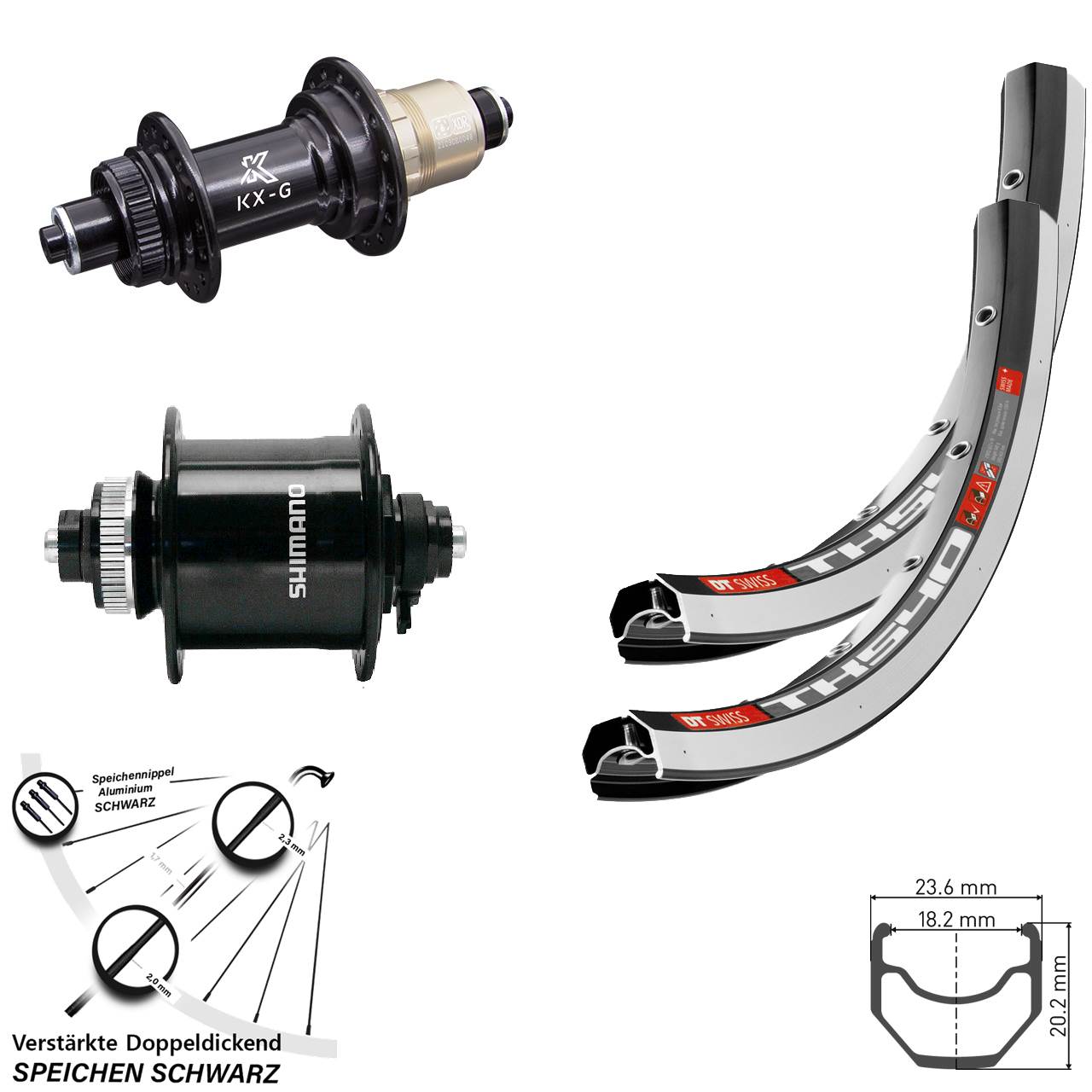Laufradsatz 28 Zoll DT Swiss TK540 KX-G Shimano DH-UR700-3D QR XDR