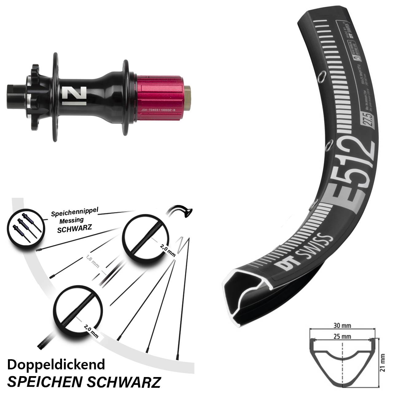 DT Swiss E 512 Novatec Superlight 27,5 Zoll Disc Laufrad 12x142 8-12 fach