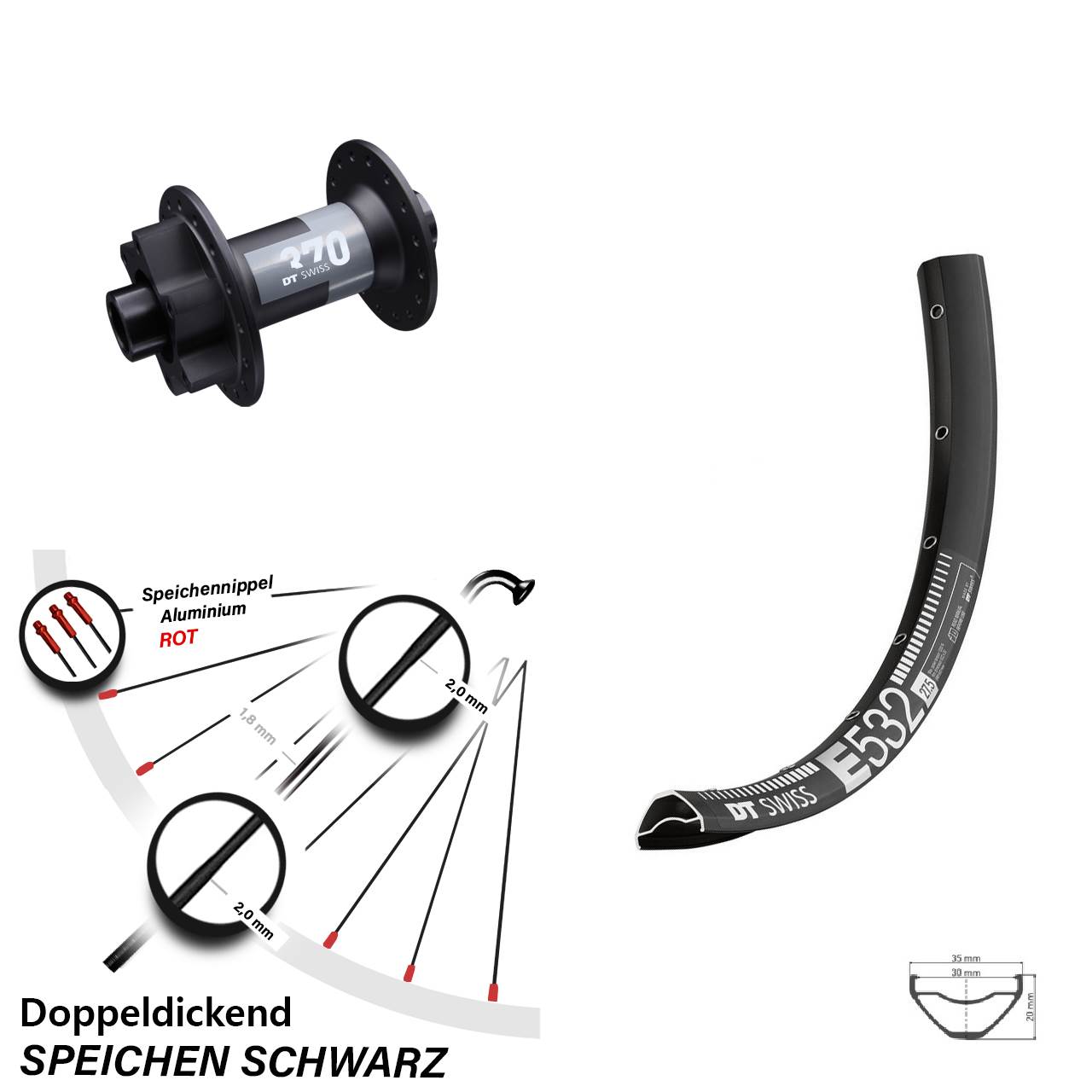 Disc Vorderrad 27,5 Zoll DT Swiss E532 370 15x100