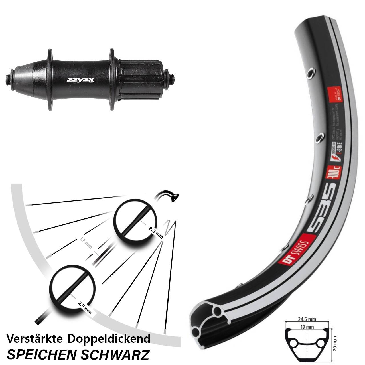 Hinterrad QR 28 Zoll DT Swiss 535 Formula OV-32 8-11 fach