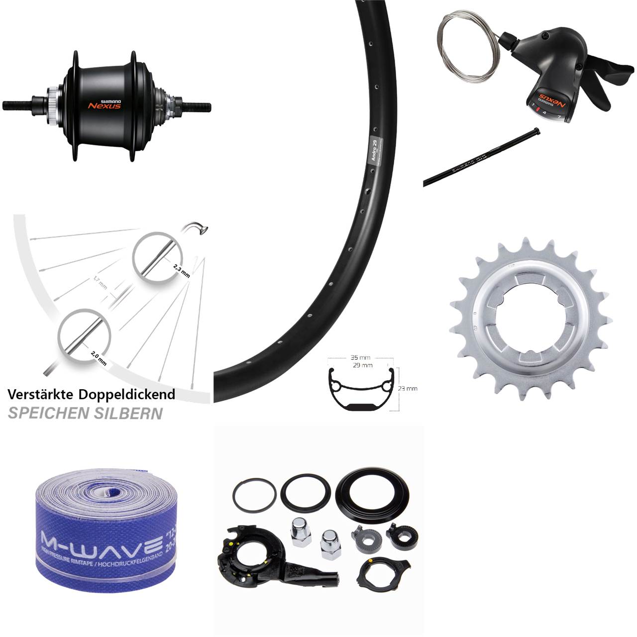 28 Zoll Ryde Andra 29 Hinterrad Shimano Nexus 7-Gang Centerlock