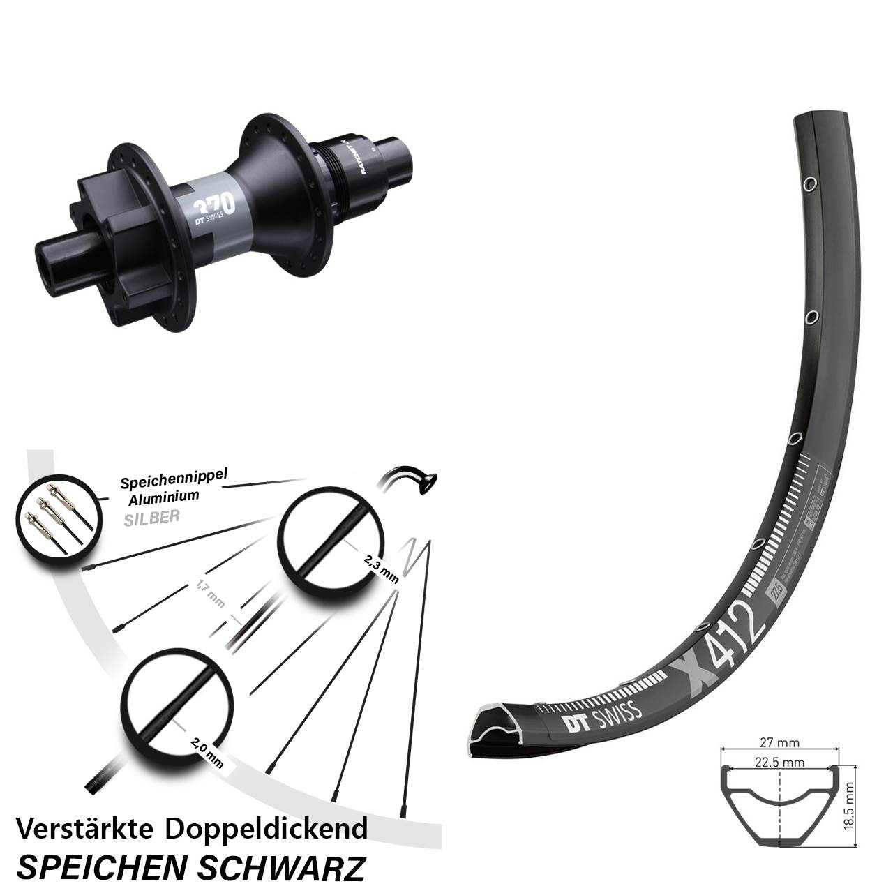 29 Zoll Hinterrad 6-Loch DT Swiss X412-370 XD 11-12 fach 12x142