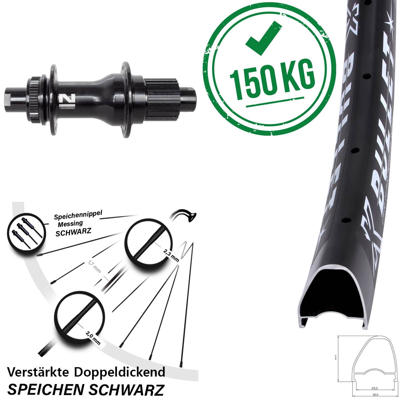 28-29 Zoll KX Bullet OS Novatec D792 Disc Hinterrad 12x142 Micro Spline