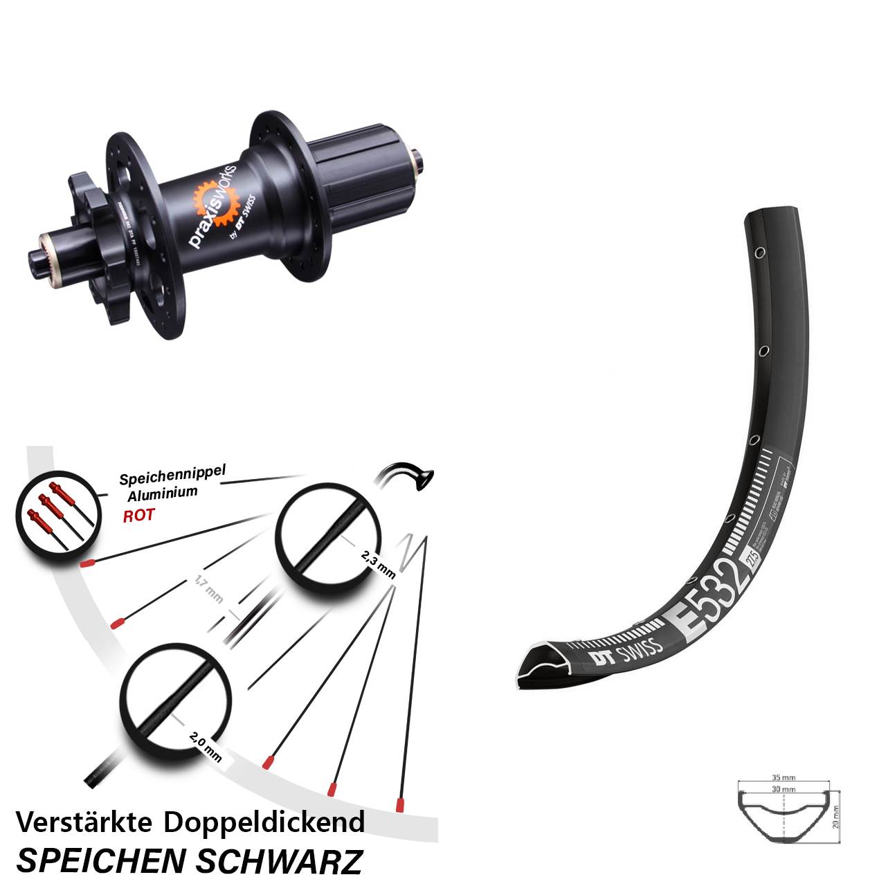 Disc Hinterrad 29 Zoll DT Swiss E 532 350 QR 11-fach 8-11 fach HG für Schnellspanner