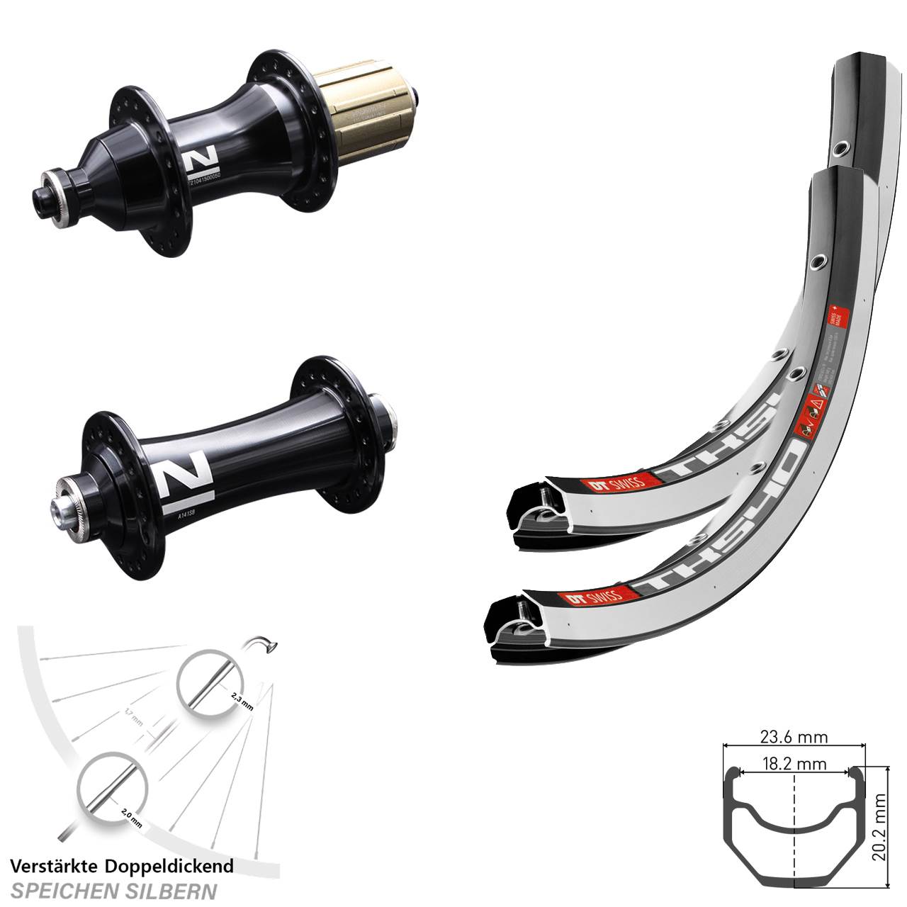 28 Zoll DT Swiss TK540 Novatec A141 SB Novatec F-162SB Laufradsatz QR 8-12 fach HG