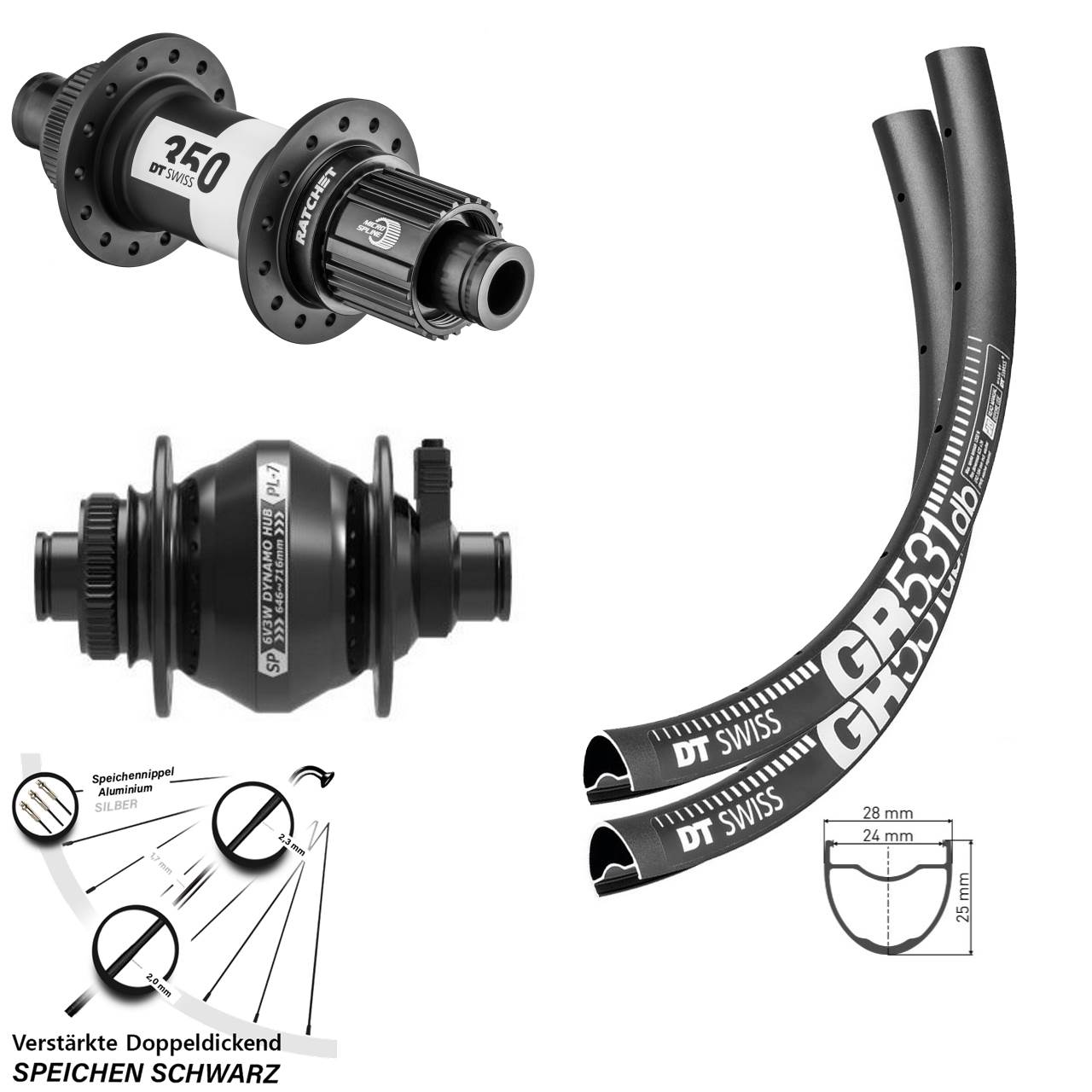 27,5 Zoll DT Swiss GR531 SP PL-7 350 Micro Spline Centerlock Laufradsatz 12x100/142