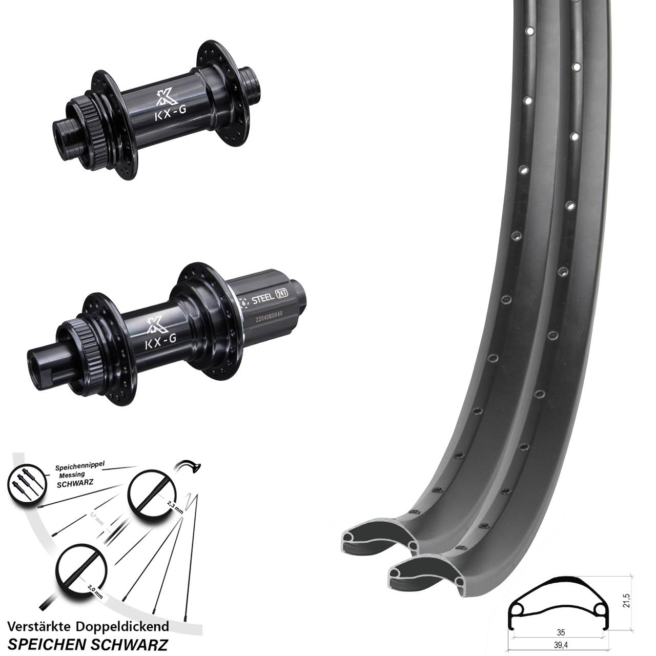 29 Zoll Ambrosio E35 KX-GS Heavy Duty Laufradsatz Centerlock 15x100 12x142 8-12 fach