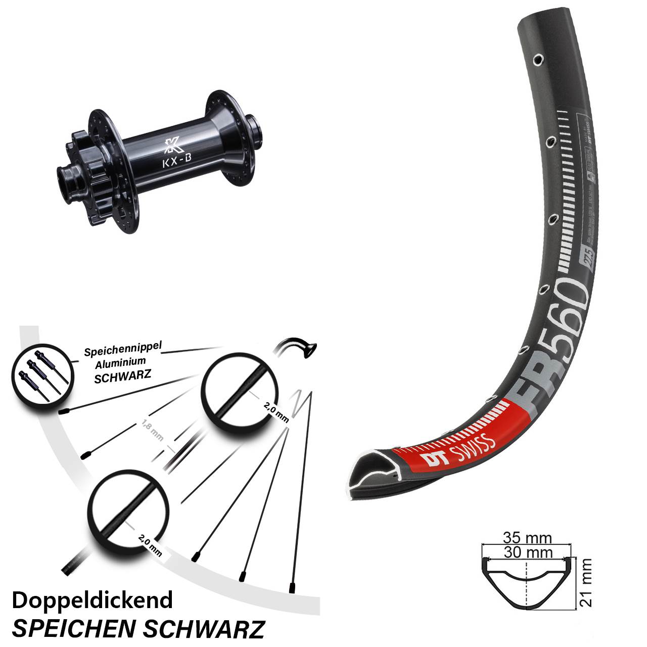 DT Swiss FR 560 KX-B 26 Zoll Disc Laufrad 15x110 Boost