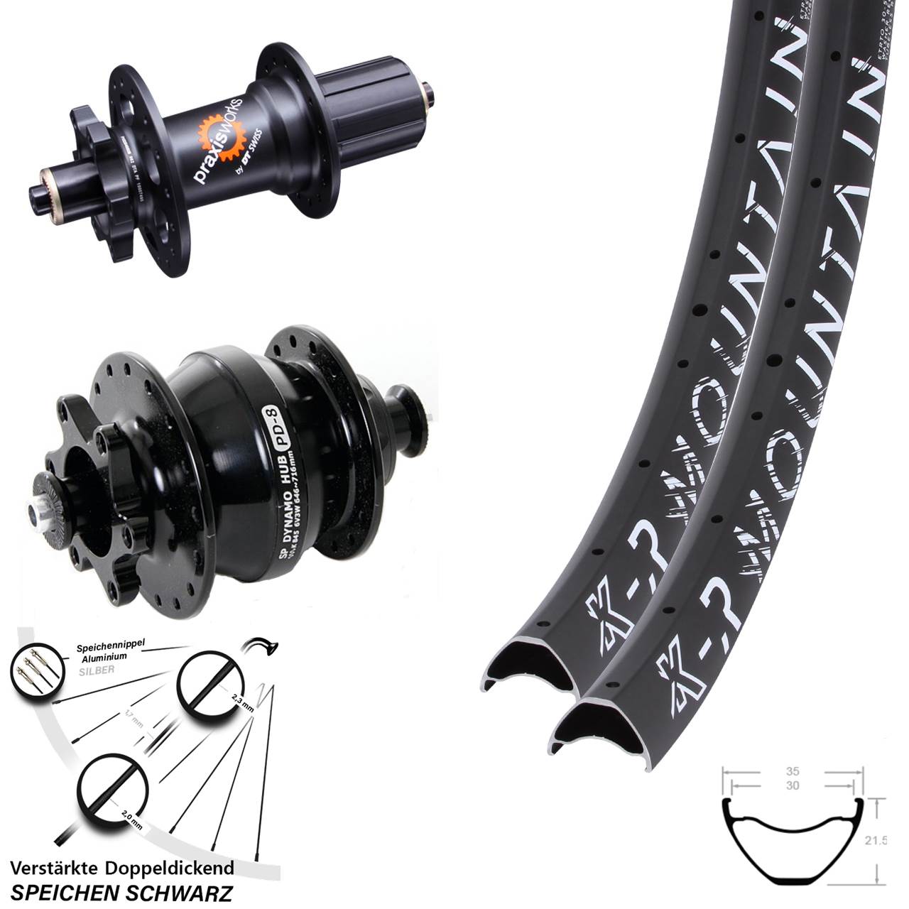 6-Loch Laufradsatz 29 Zoll KX-R Mountain DT Swiss 350 QR SP PD-8 8-11 fach QR