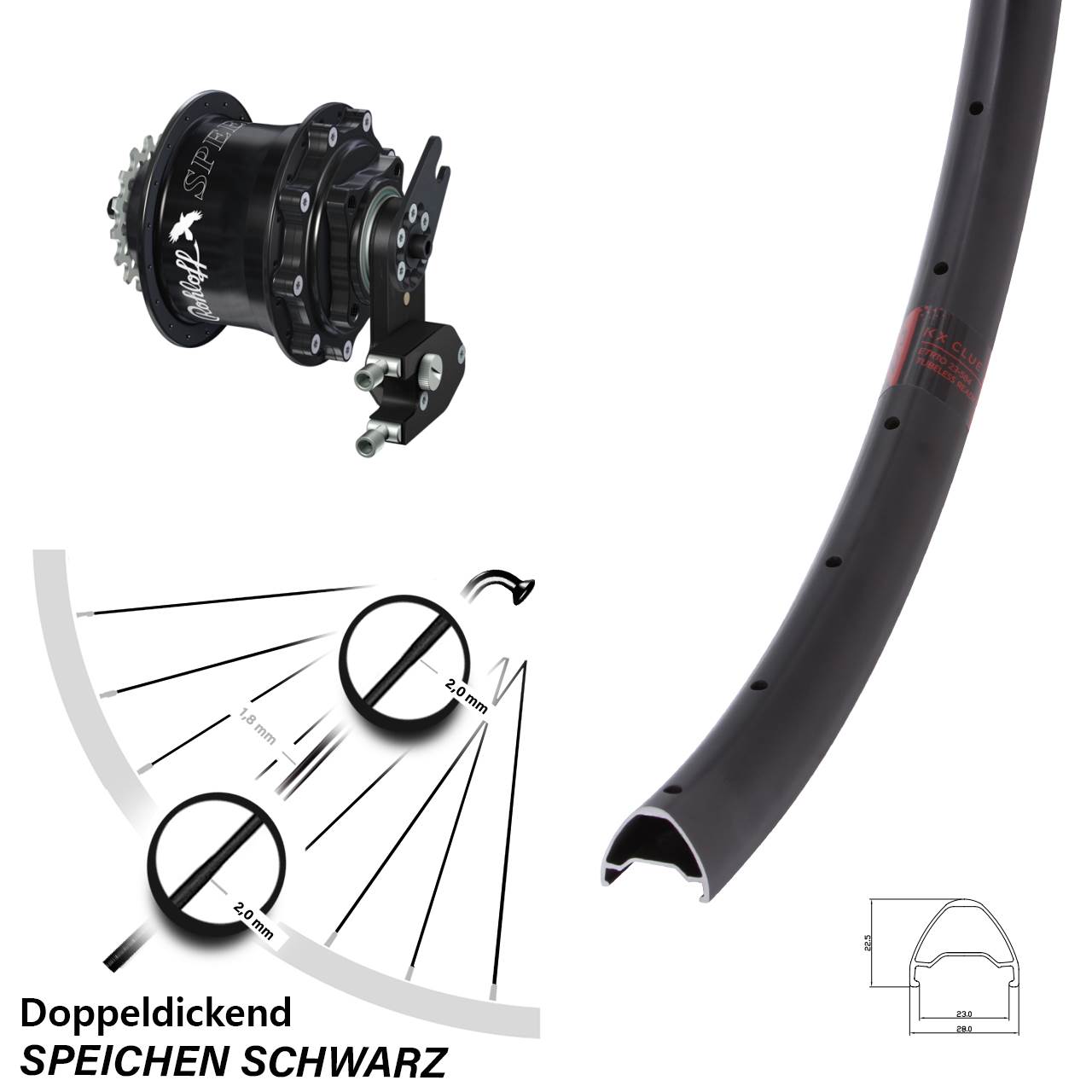 27,5 Zoll Laufrad Rohloff Speedhub CC OEM2 schwarz KX Clue
