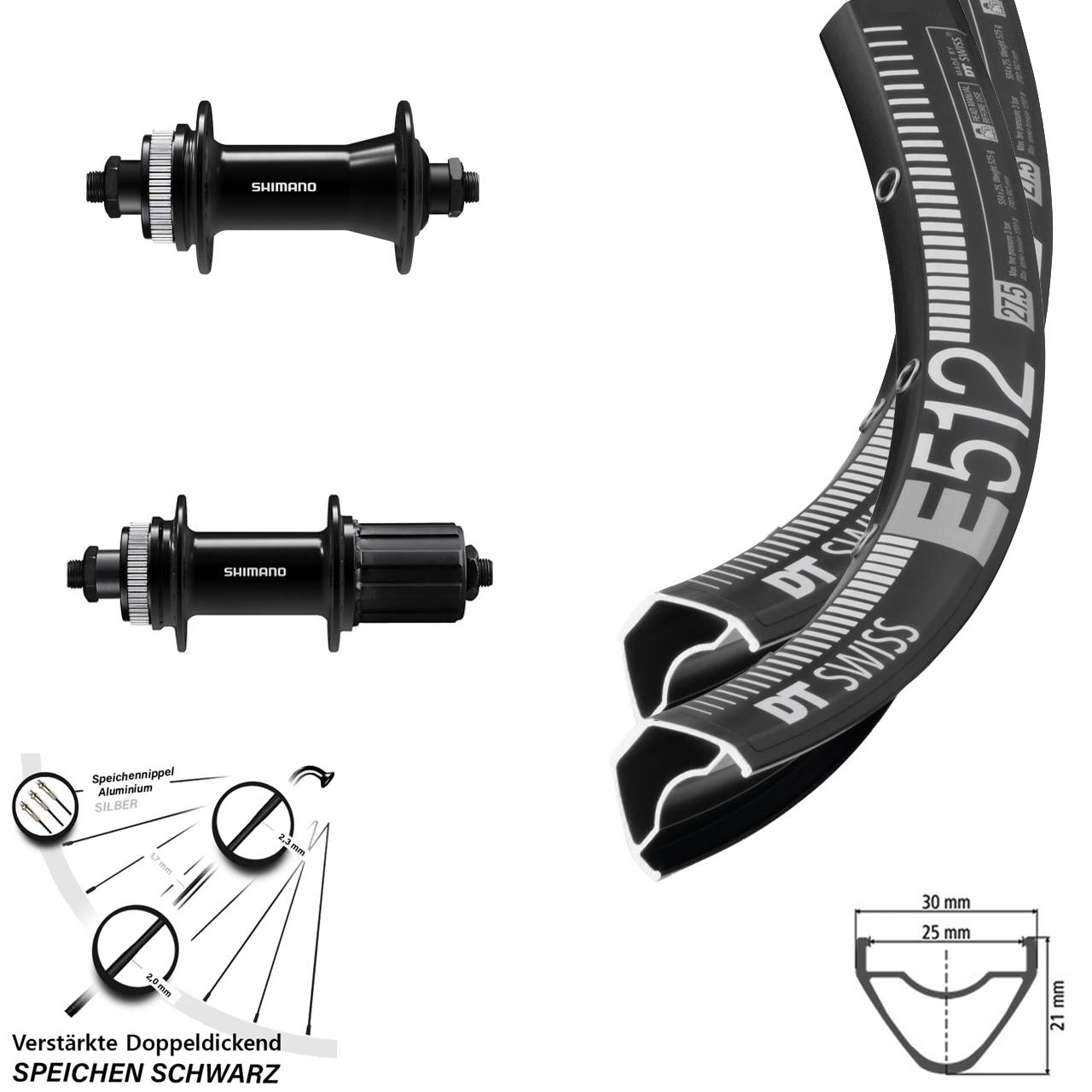 DT Swiss E512 Shimano QC400 Laufradsatz 29 Zoll 8-11 fach