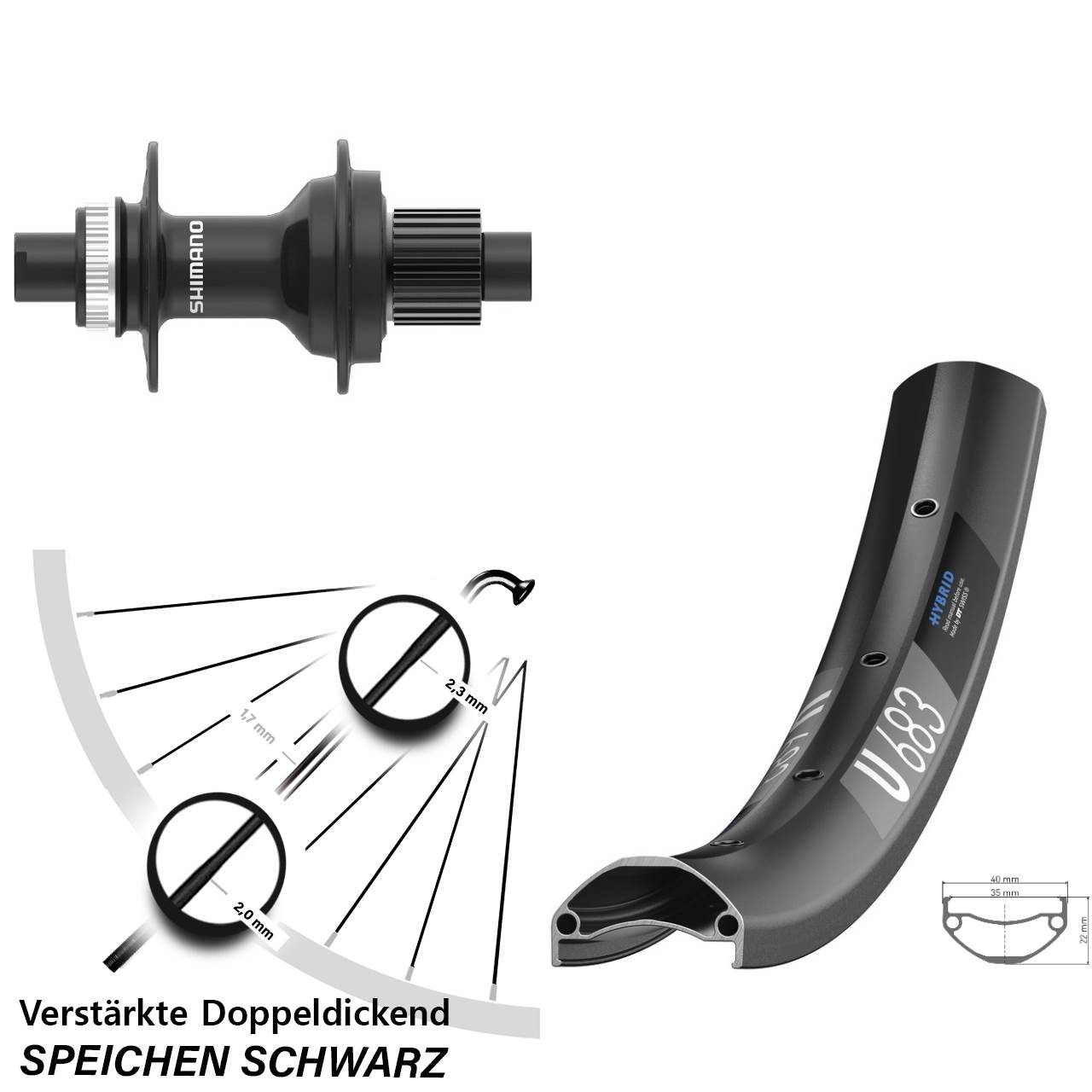 DT Swiss U683 FH-MT410 27,5 Zoll Hinterrad Centerlock 12x142 Micro Spline