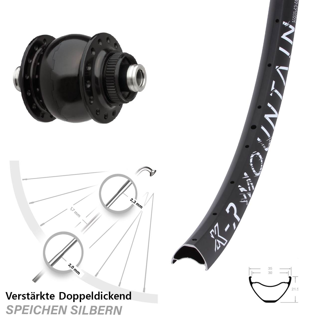 Centerlock Dynamo-Vorderrad 12x100 29 Zoll KX-R Mountain SONdelux